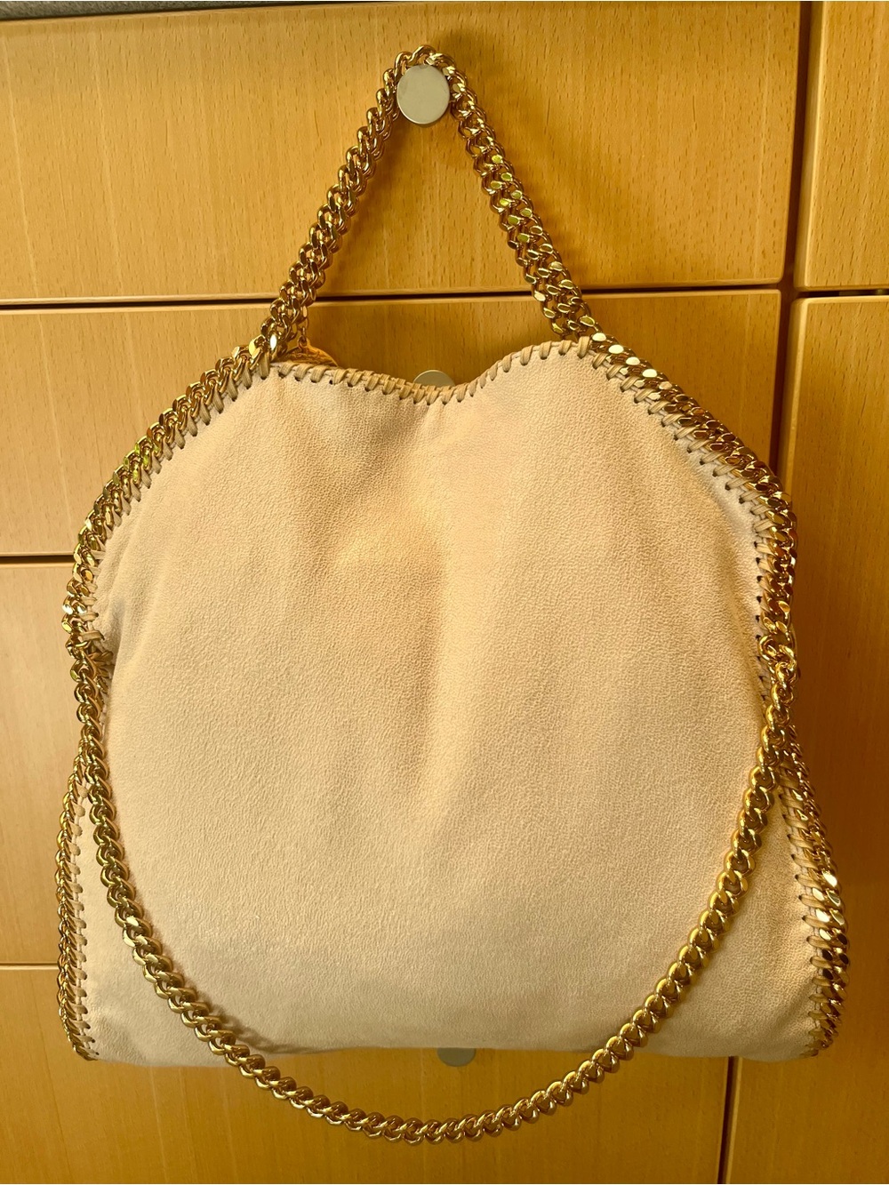 Stella McCartney Falabella Fold-Over Tote Cream Vegan with Gold - Picture 1 of 16